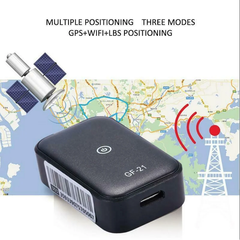 Imagem -02 - Mini Gps Car Tracker For Kids 2g Anti-lost Dispositivo de Rastreamento Anti-roubo Controle por Voz Gravação Localizador de Veículos Wifi Lbs Gps Aplicativo Gf21