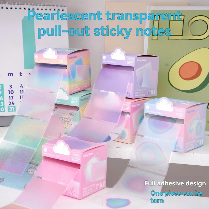 Transparent Pearlescent Pull Out Sticky Notes Morandi Lndex Stickers Notepads For Students Small Note Stickers For Marking