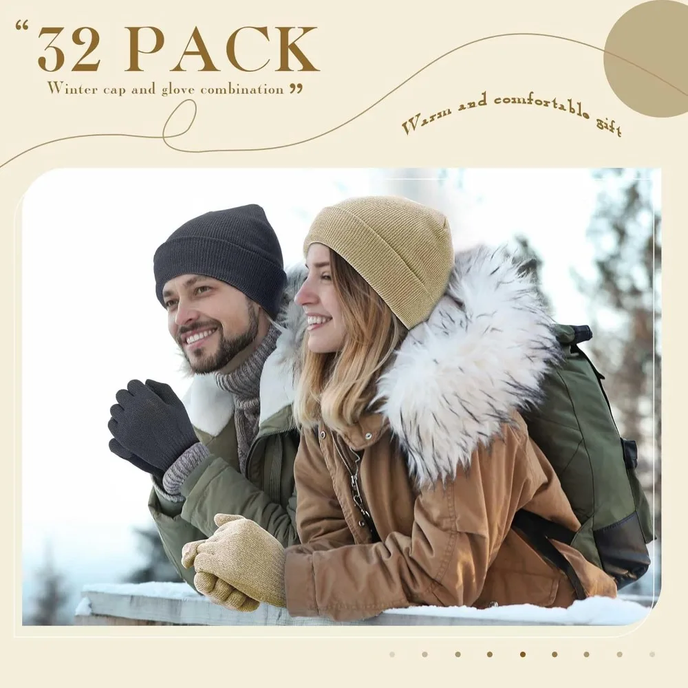 مجموعة قبعة شتوية وقفازات، 48 عبوة من القبعات والقفازات الدافئة، هدايا مريحة للجنسين للرجال والنساء، مثالية للدعم بدون منزل