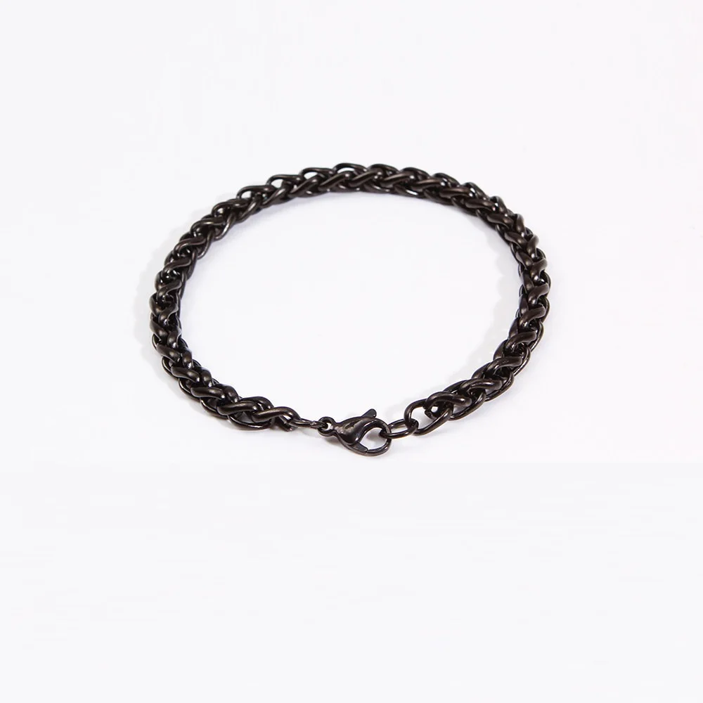 سوار سلسلة عارضة من الفولاذ المقاوم للصدأ للرجال والنساء ، 316L ، ملون ، ذهبي ، فضي ، لون أسود ، لا يتلاشى