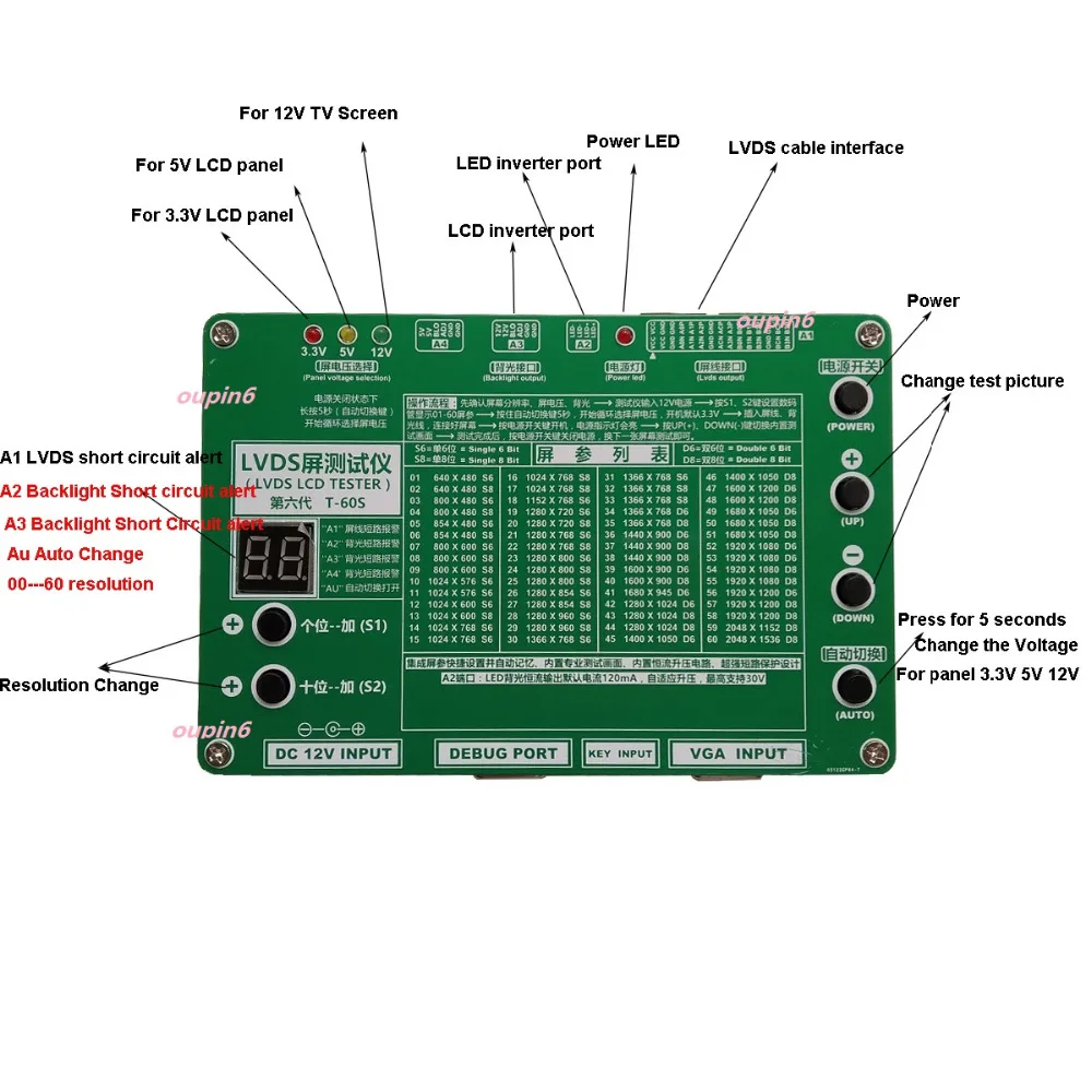 Laptop Computer TV LCD LED TEST TOOL KIT SET panel tester kit for repair Screen Monitor display with 14 PCS LVDS cable