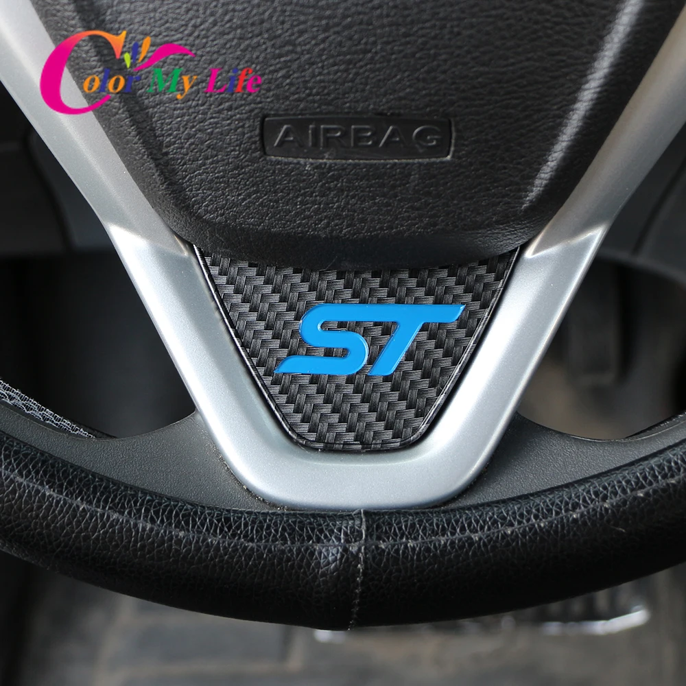 Car Refit Accessories for Ford New Fiesta MK7 2009-2017 Ecosport 2012-2017 Car Steering Wheel Covers Trim Sticker