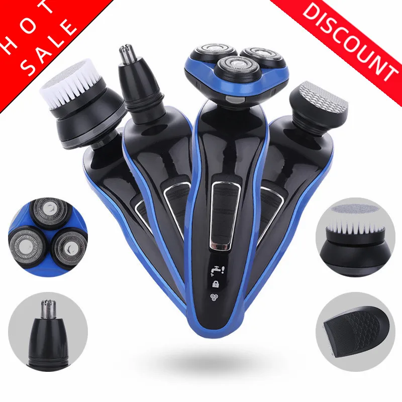 

Electric shaver 4D three-head floating veneer knife mesh men's razor washed planing beard knife