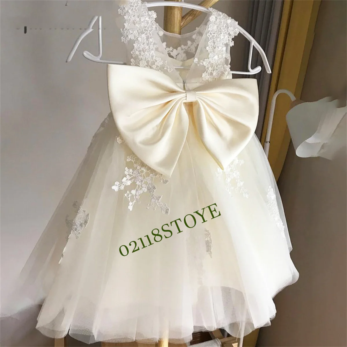 

Kids Glitter Top Sequin Flower Girl Dresses Tull Layers Skirt Prom Dresses Satin Bow Dresses Little Bride Dresses Kid Ball Gown