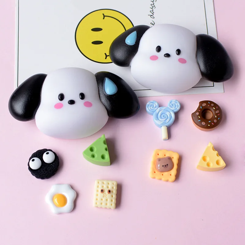 5pcs cute sanrio pochacco cartoon resin flatback cabochons for diy jewelry making handmade crafts materials