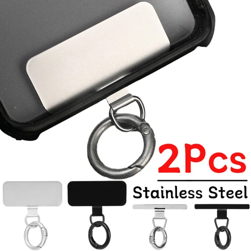 Stainless Steel Hanging Chain Anti-Lost Universal Metal Clips Phone Lanyard Tether Strap Tab Card Ultra-thin Mobile Phone Patch