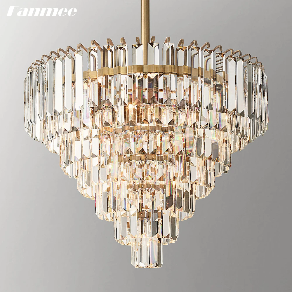 Modern Chandelier Lighting for Living Room Mirabella Crystal Chandelier Brass Round Light Fixture Bedroom Tiered Cristal Lamps