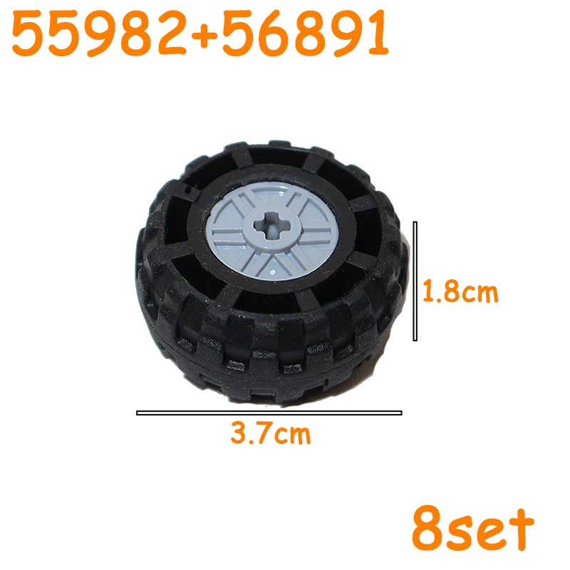Technisches Reifenrad, Auto-LKW-Räder, Nabe, Steine, MOC, Motorrad-Reifen und Felgenbausteine, 56145, 44309, 86652, 32019 15038 23798
