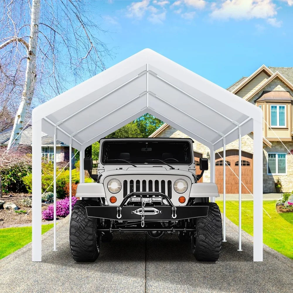 

12x20 Ft Heavy-duty Car Tent Garage, Galvanized Frame Car Awning Outdoor Shelter