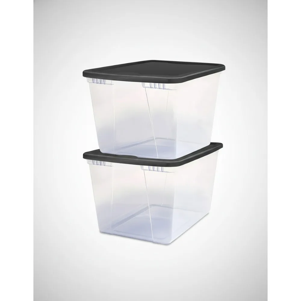 

Large Clear Plastic Storage Bins 56 Quart with Lids - Stackable Organizer Boxes for Home Office Garage