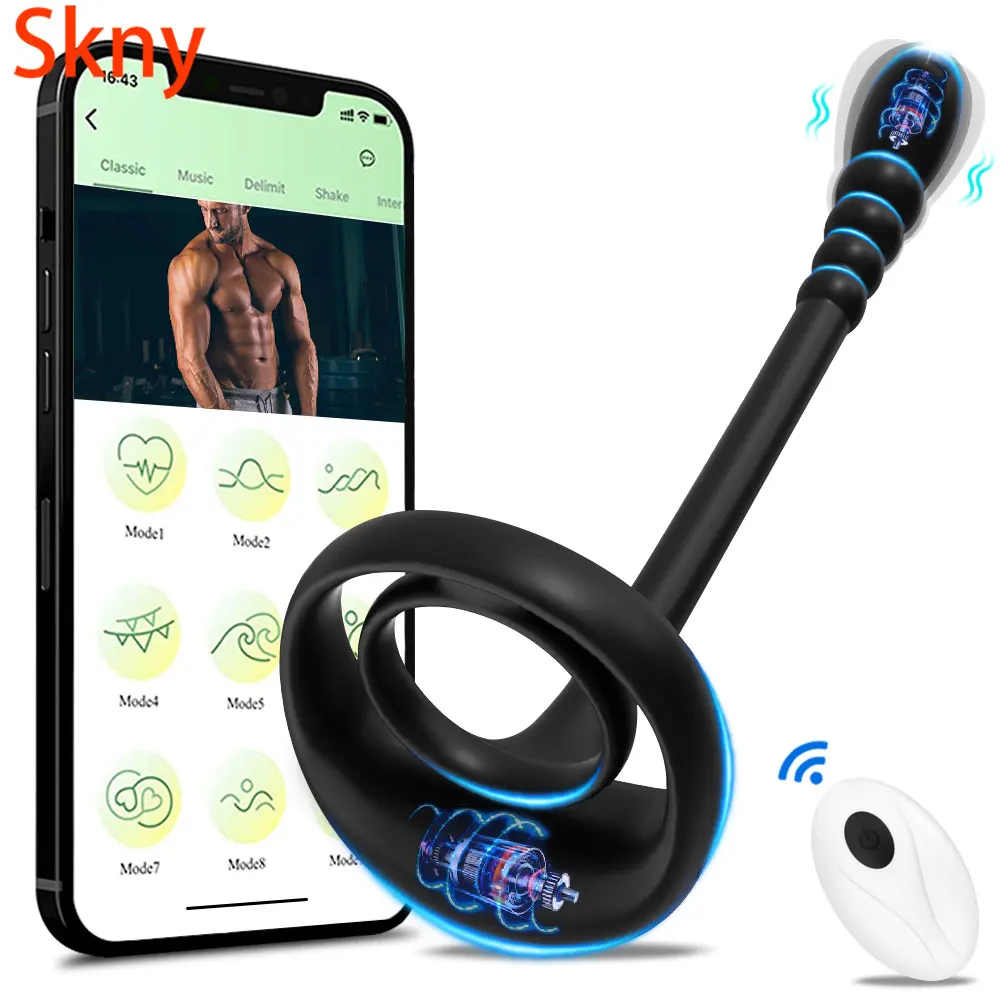 Aplikasi Cincin Ayam Penggetar untuk Pria Manik-manik Anal Nirkabel Menunda Ejakulasi Pijat Prostat Butt Plug Stimulator Mainan Seks untuk Pasangan