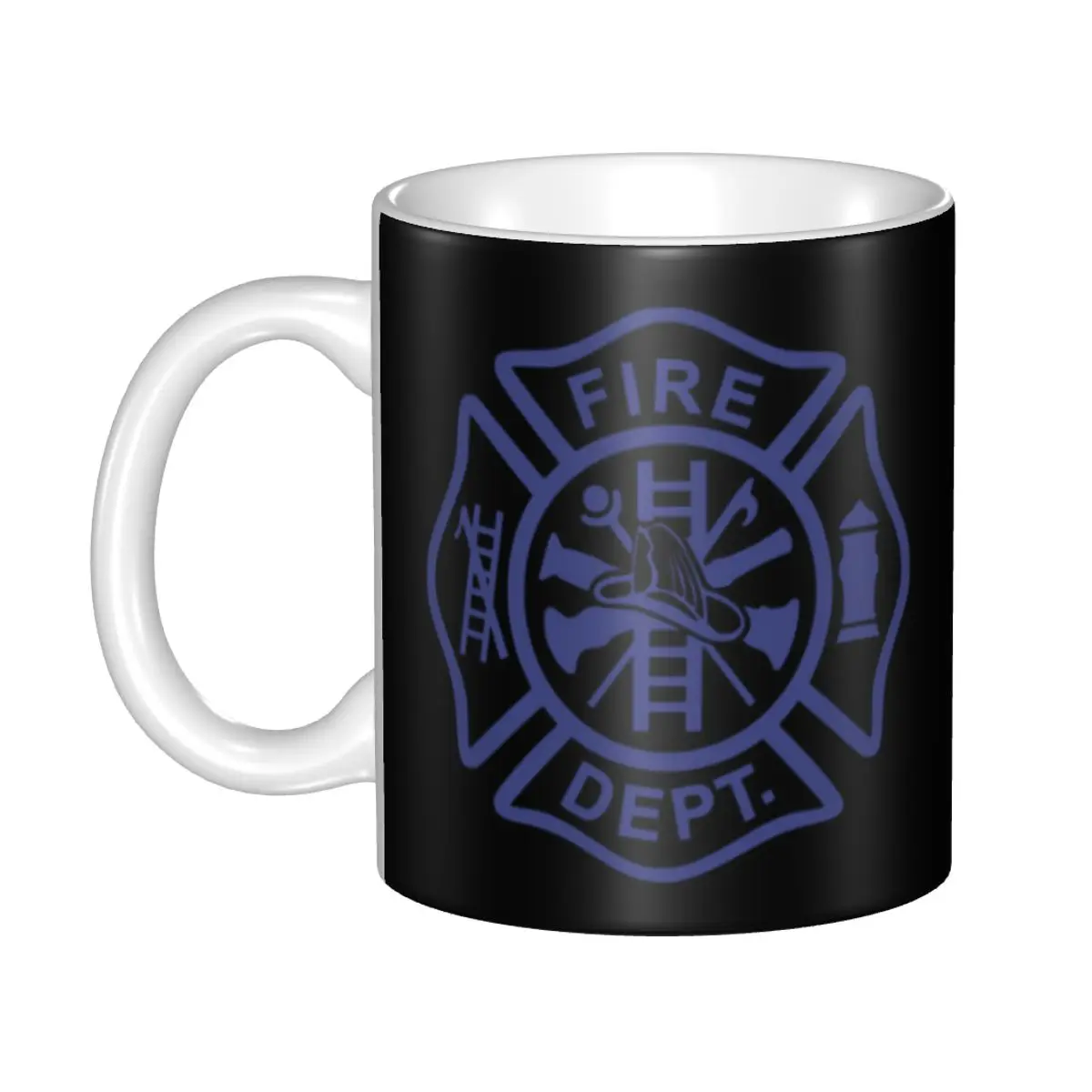 

DIY Blue Fire Department Ceramic Mug Personalized Rescue Firefighter Coffee Cup Creative Gift
