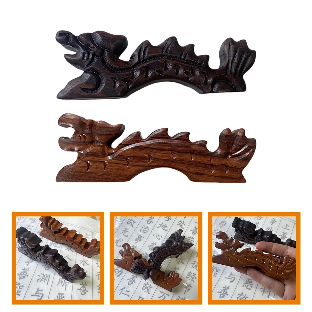 

2Pcs Chinese Calligraphy Pen Holder Fine Craftsmanship Wood Grain Brush Stand for Painting Writing Desk Organizer Accessory