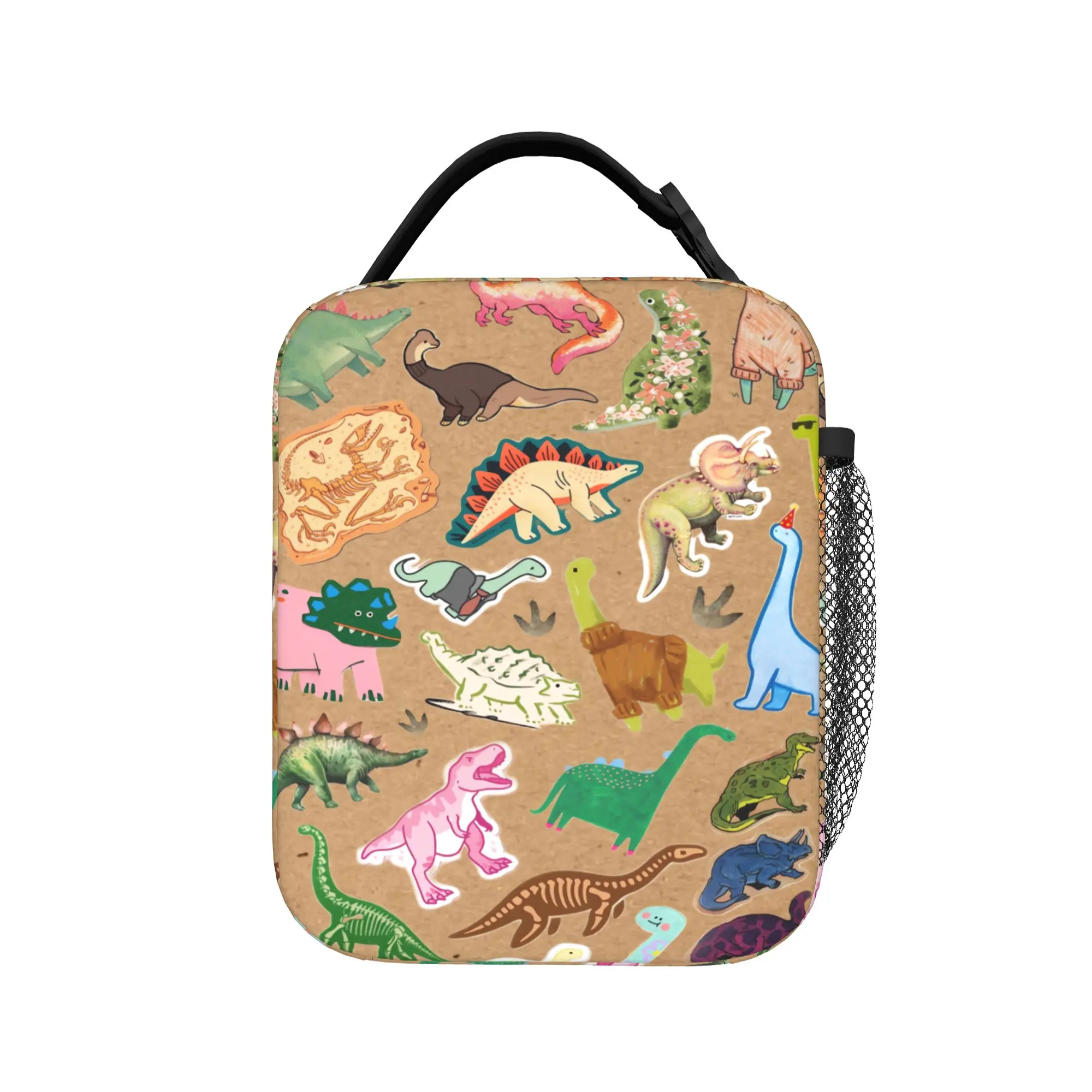 Popular Cartoon Dinosaur Lunch Bag  Outdoor Picnic Lunch Box For Women Thermal Lunch Bags Oxford Portable Zipper Cooler Bag
