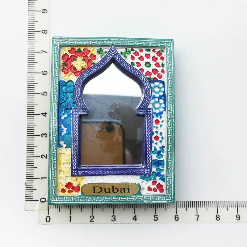 New Dubai Exquisite Carved Mirror Frame Fridge Magnet Resin Decorative Travel Souvenir Message Sticker Crafts