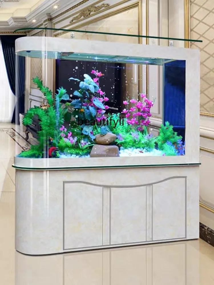 Fish Tank Living Room Partition Bottom Filter Mute Landscaping Full Set Aquarium Solid Wood Change Water