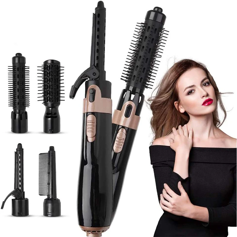 

4 In 1 Hot Air Comb Multifunction Hair Curler Straightener Hot Air Brush Hair Blow Dryer Set Interchangeable Head Hot Air Comb