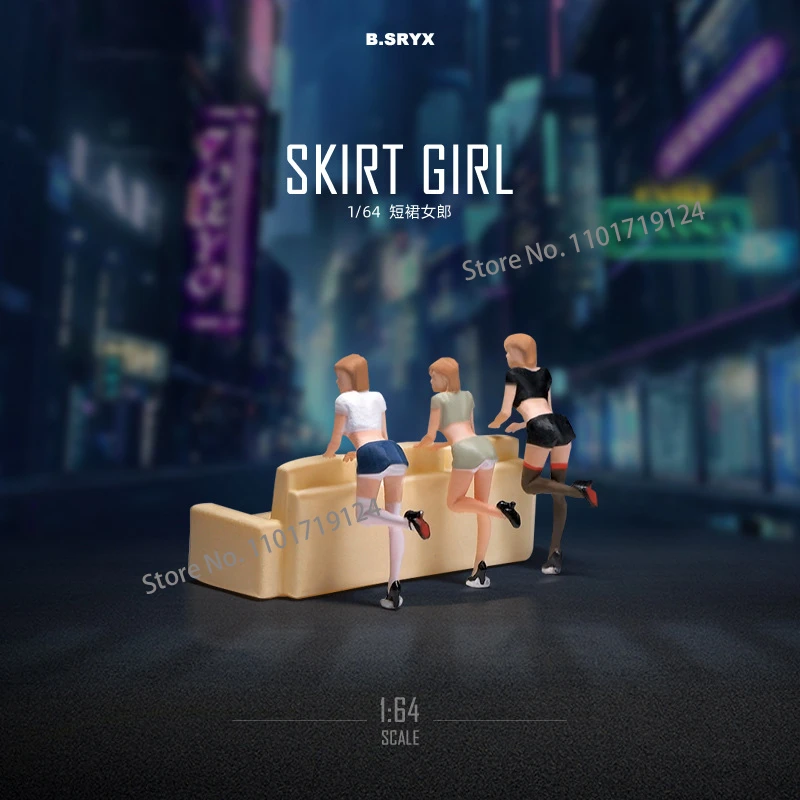 Diorama 1/64 Sofa Girl Figure Living Room Furniture Chair Table Scene Model Display Miniature Shooting Figurine Ornaments