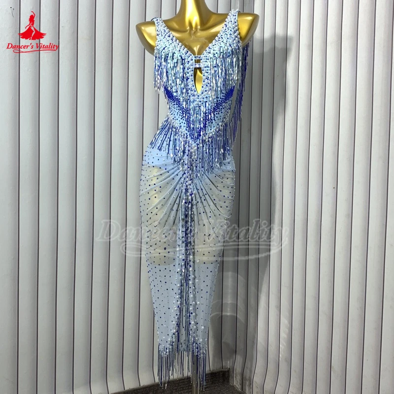 Esame laureato di danza latina femminile, personalizzazione dell'attrezzatura per spettacoli e competizioni Jive Salsa Samba Chacha Rumba Dress