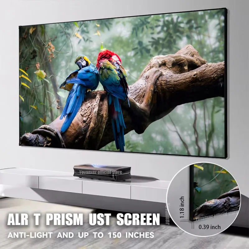 

ALR CLR Ultra Short Throw Projector Screen 150 Inch Max Ambient Light Rejecting ALR T Prism Fixed Frame Projection Curtain 3D 8K