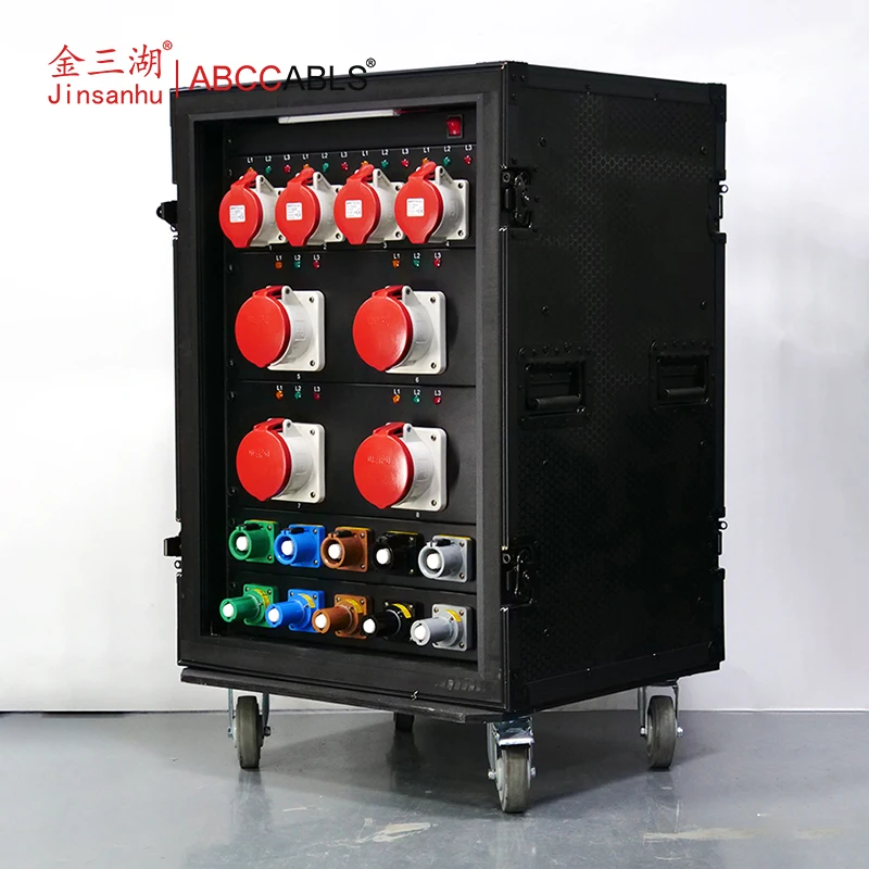 ABCCABLS Customizable 400A 3Phase 8 Way Power Distribution Cabinet with 32A/63A/125A Industrial Sockets for Large Stage Events