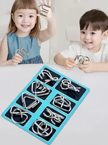 8 Pcs Montessori Series Metal Educational Toys Intelligence Interactive Game Unlock Widgets Kids Stress Relief Unique Toy