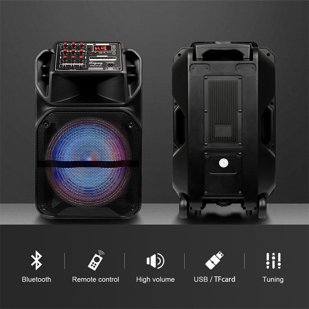 9000W Portable Bluetooth Speaker 15” Subwoofer Heavy Bass Party System AUX & Mic Led Light  Loud High Quality karaoke Speaker