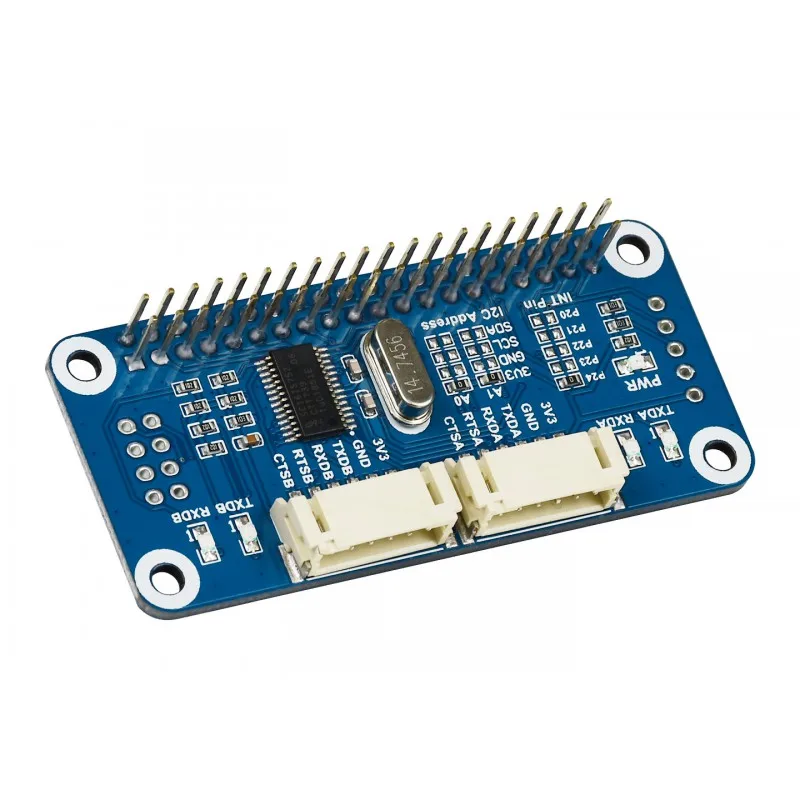 

Waveshare Serial Expansion HAT for Raspberry Pi, I2C Interface, 2-ch UART, 8 GPIOs