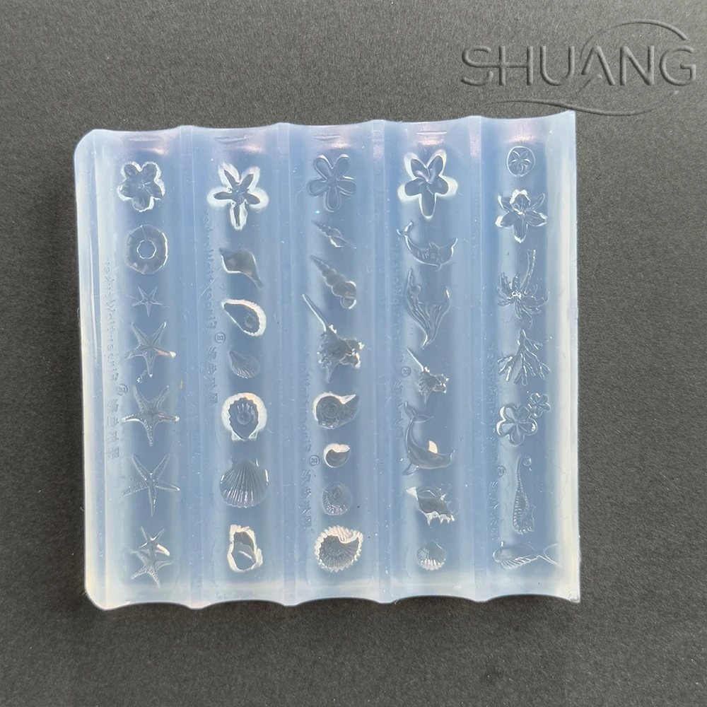Stampo in silicone oceano per nail art, stampo per ciondoli, conchiglia 3D, stella marina, fiore, delfino, modello per intaglio delle unghie, strumenti per manicure Decora fai da te