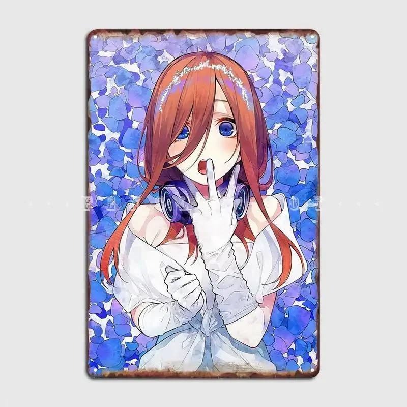 Miku Nakano Metal Plaque Poster Club Party Painting Décor Personalized Living Room Tin Sign Poster