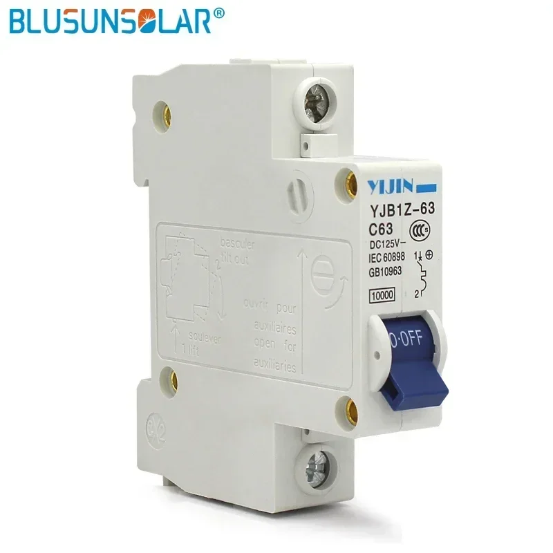 LEADER LOGO 1 Pole YJB1Z-63 DC Mini Circuit Breaker 1 Pole  63A 125V IEC60898,GB10963 Standard Special Offer