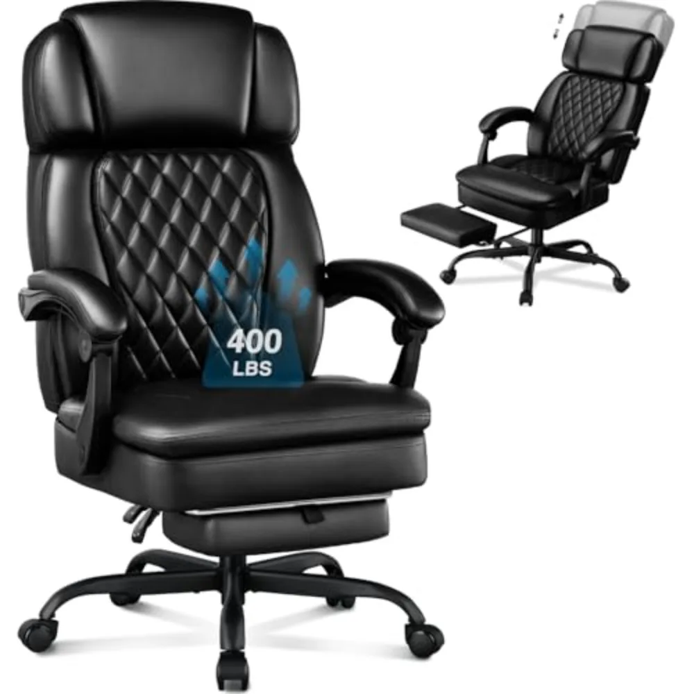 400lbs Executive Office Chair with Foot Rest for Heavy People, Ergonomic Big and Tall Desk Chair with Adjustable