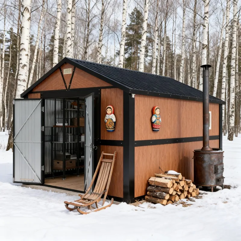 

Best Selling 10X12 FT Metal Backyard Tool Storage Shed Rot Proof Easily Assembled Durable Clear Window Modern Garden Furniture