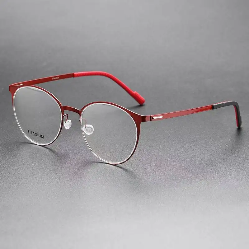 Retro Round  Denmark Titanium Reading Eyeglasses For Men Lightweight Screwless Women Glasses Prescription Frame 8001 Spectacle