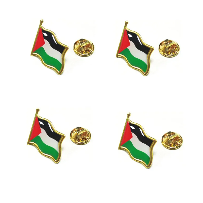 2pcs Palestine Pin Palestine National Flag Brooch Country Souvenir Suit Personality Metal Enamel Badge Gift