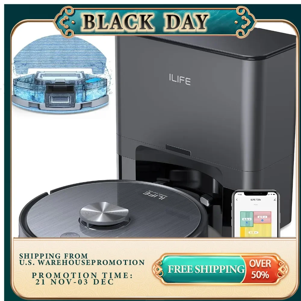 Self-Emptying Robot Vacuum and Mop Combo, LiDAR Navigation, 260mins Runtime, App Control,for Hard Floors, Carpets and Pet Hair