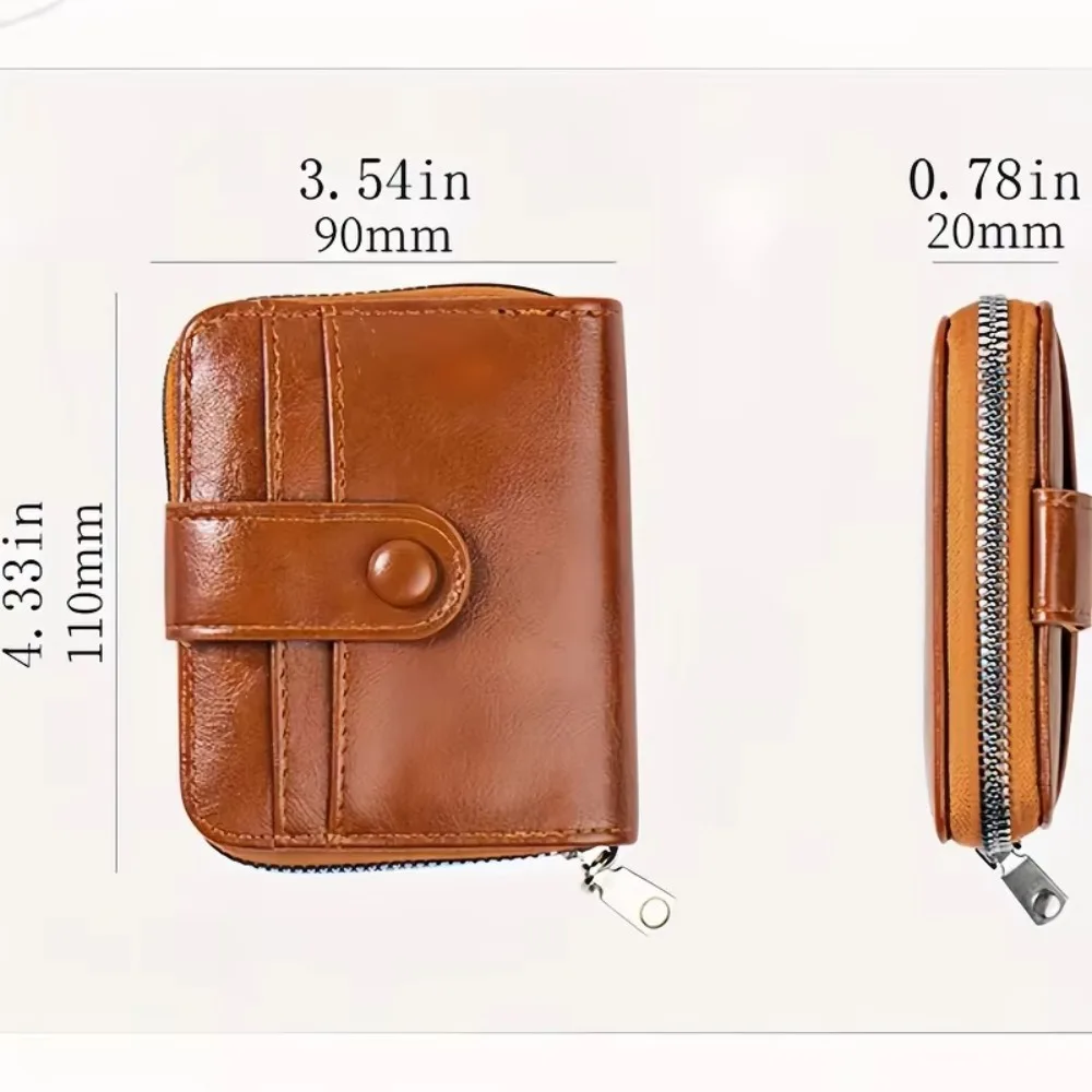 Dompet Pendek Pria Retro Ringan Dompet Kulit Portabel Banyak Slot Kartu Tas Penyimpanan Kartu Tahan Air Uniseks
