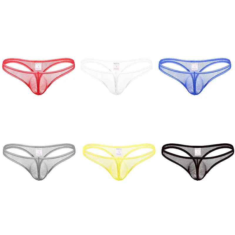 Men\'s Sexy Breathable Underwear T-Back G-String Briefs See Through Lingerie High Quality Low Rise Thong Panties