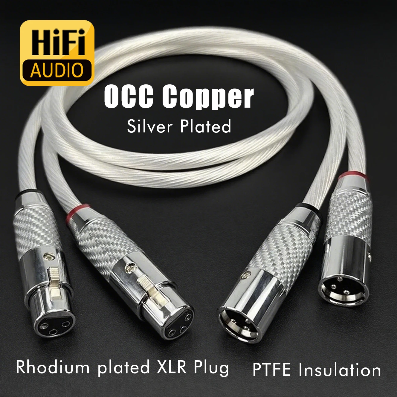 زوج كابل XLR 5N OCC كابل صوت مطلي بالفضة مع ألياف الكربون XLR التوصيل 3 دبوس XLR موصلات ميكروفون كابل الصوت التوازن