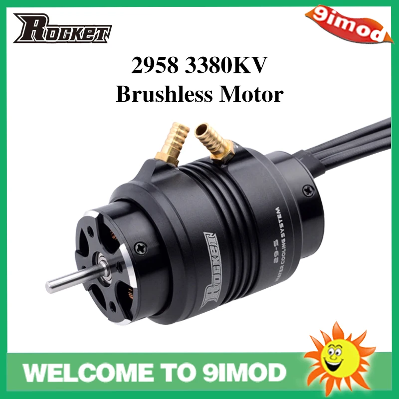 

Бесщеточный водонепроницаемый двигатель Rocket 2958 3380KV с крышкой куртки водяного охлаждения 29S, 4-полюсный вал 3,175 мм для 600-800 мм