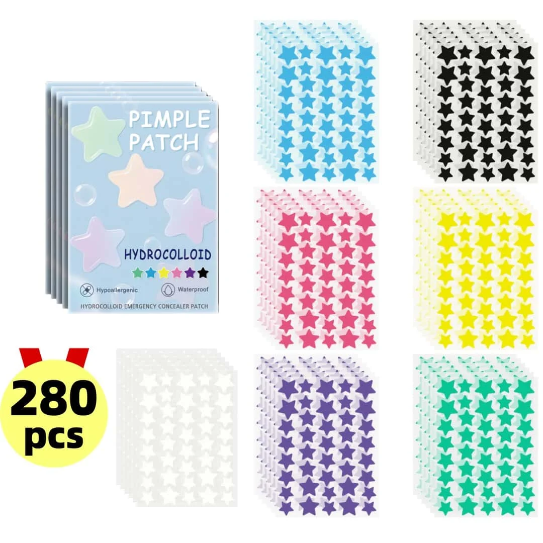 280pcs Star Acne Patch, Waterproof and Breathable, Daily Facial Use, Facial Skin Cover and Care Essentials, Personal Care