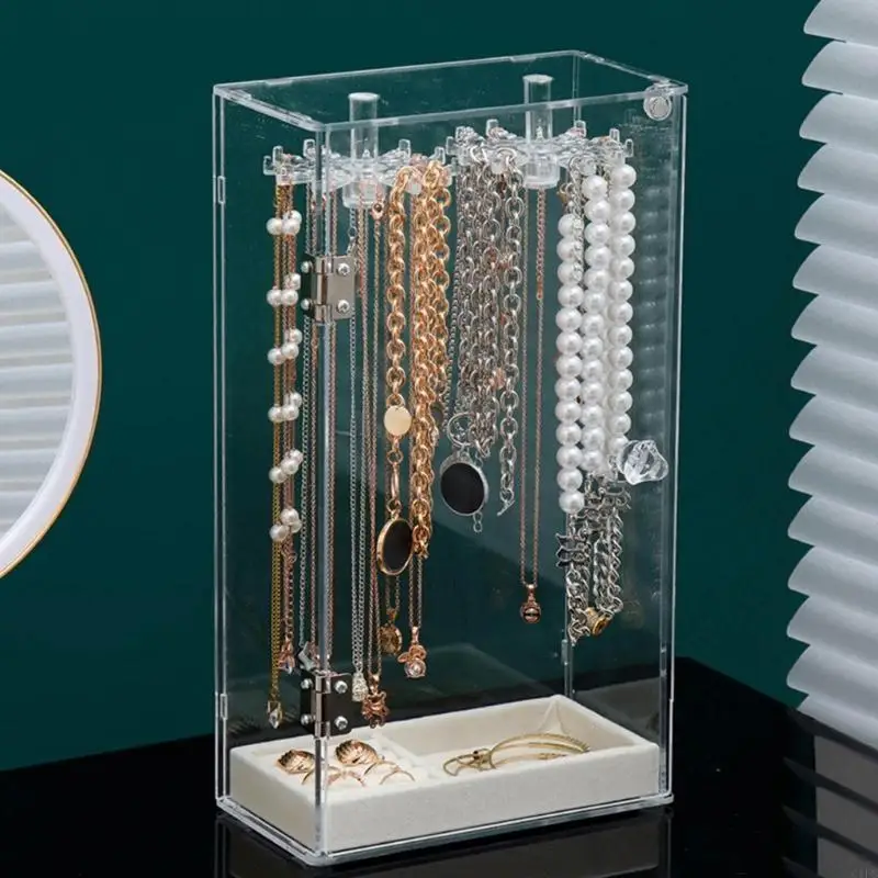  Clear Acrylic Jewelry Holder Bracelet Necklace Display Stand Dustproof Case