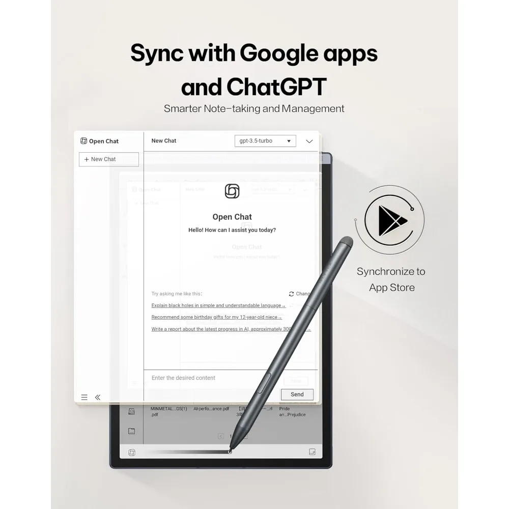 Tablet AI Note Taking de 8,2 polegadas com caneta Transcrição de voz para texto Multi idioma ChatGPT Suporte para caderno de papel digital
