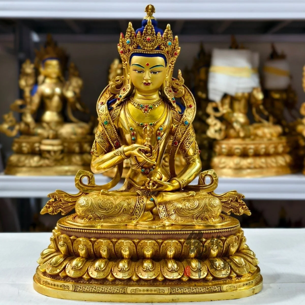 Buddhism Good quality Vajrasattva PU SA Mandala Vajra buddha figure copper Buddha statue temple Buddhist monk Family protection