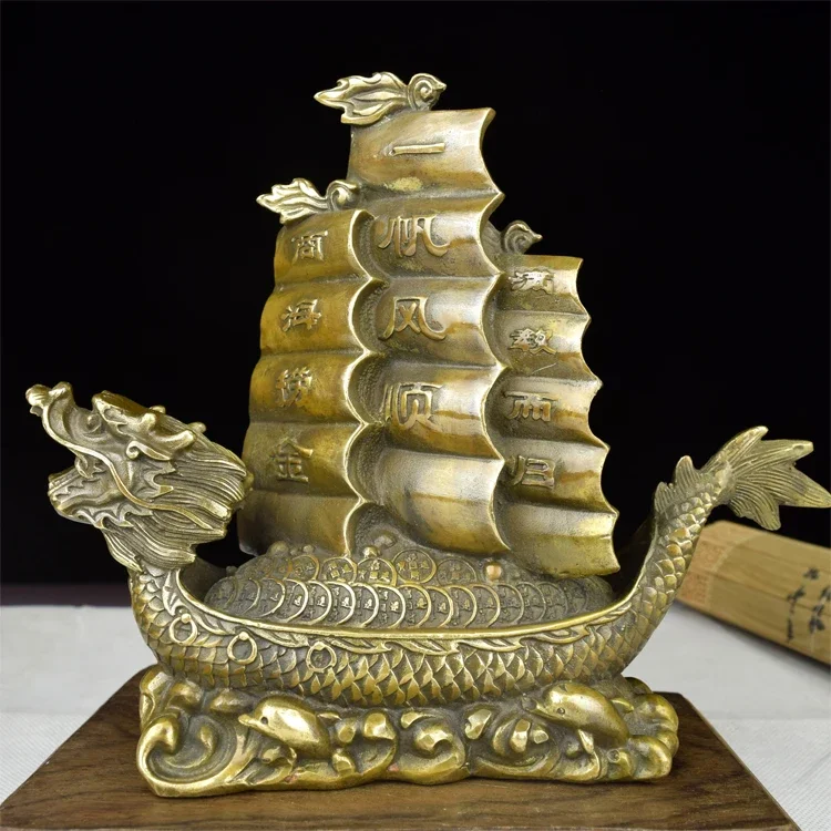 

Copper copper brass ornaments with dragon boat Everything is going smoothly. Zhaocai ship whose ship help business sroom