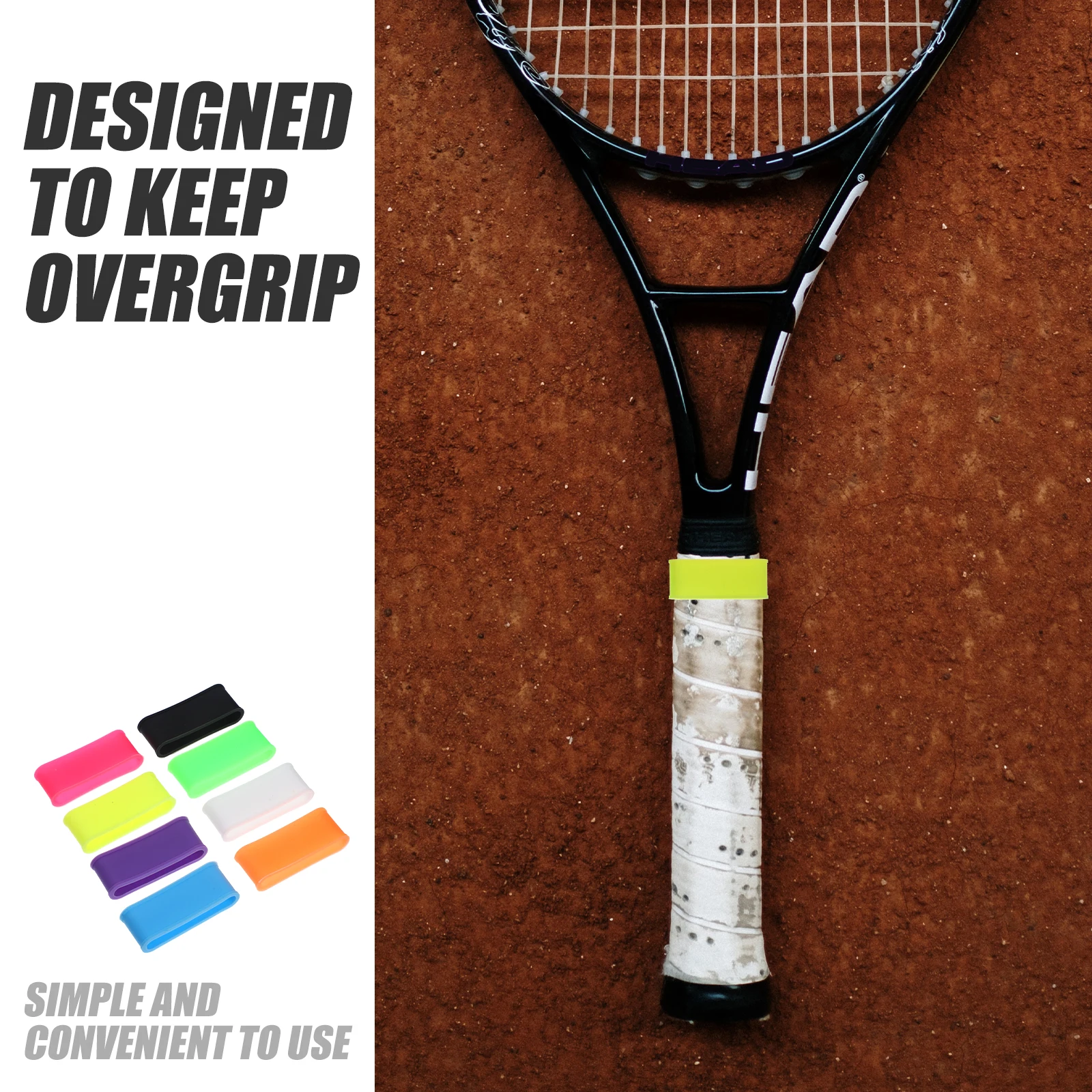 

8 Pcs Racket Anti-slip Ring Badminton Grip Tape Silicone Grips Non-s Decoration Overgrip for Tennis Bands Non-slip