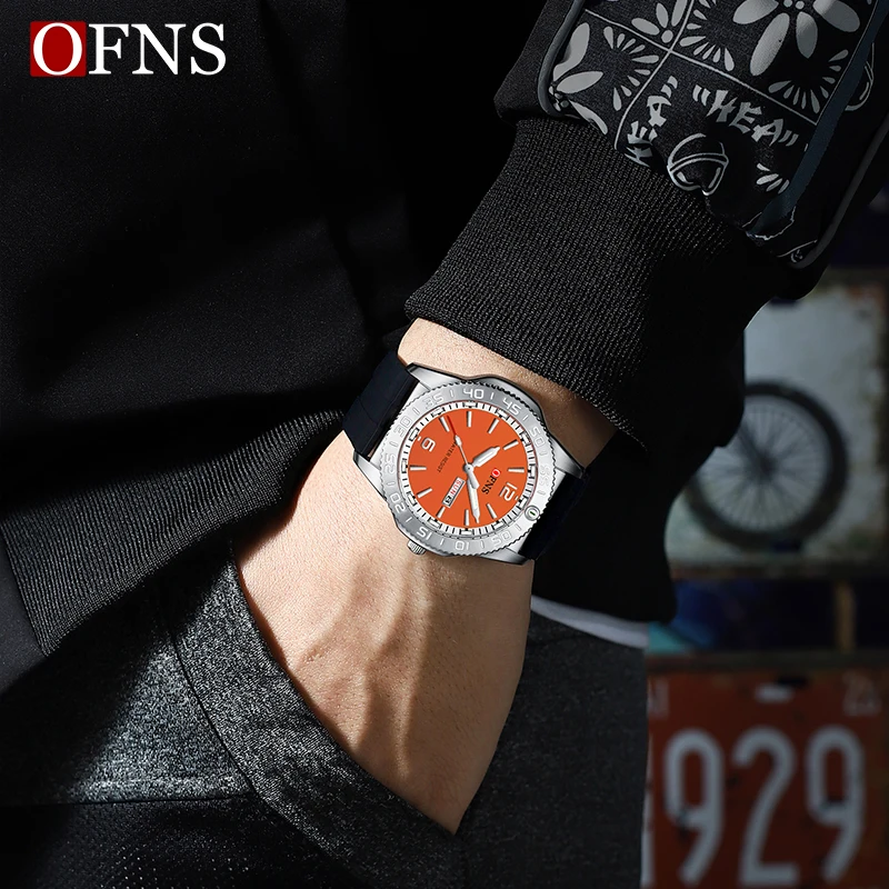 OFNS Top Brand Luxury Men\'s Quartz Watches Military Waterproof Clock Mans Business Silicone Sports Watches Watch for Men Relogio