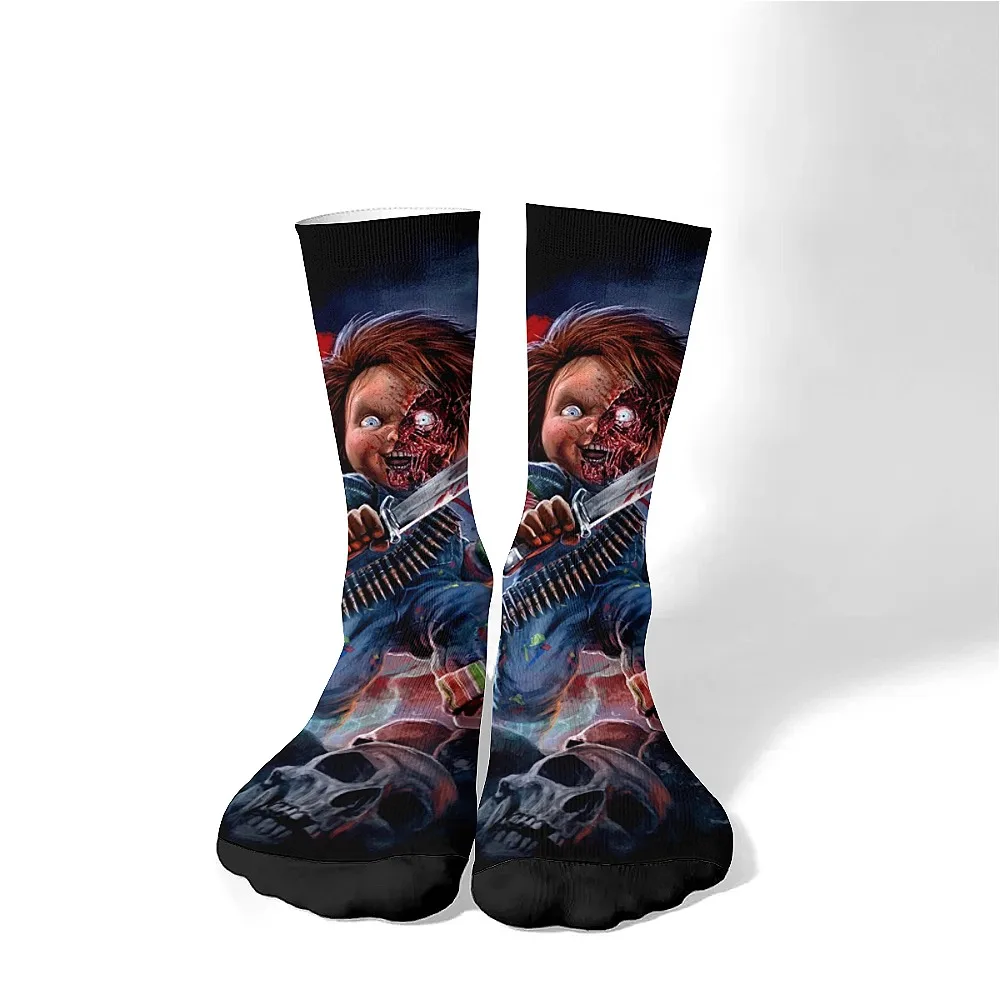 Horror movie themed men's fashion socks, fun crew socks, com