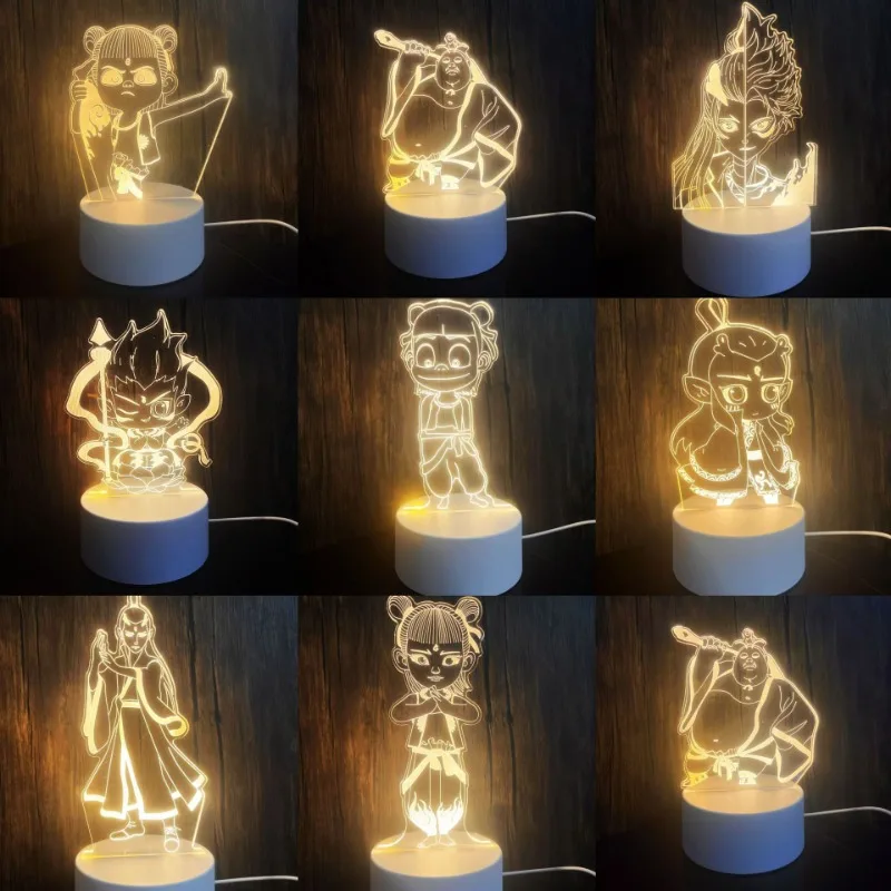 

Ne Zha 2 16 Colors Lamp Nezha Aobing Miniso Cartoon Remote Control Night Light Table Lamps USB Sleep Lights Home Decor Kids Gift