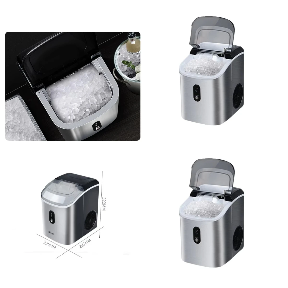 

OEM Wholesale Custom Portable Electric Ice Maker Stainless Steel With Handle 10-20kg/day 115V/220V for Hotel Use